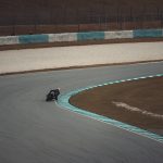 Motorcycle turning at high speed at Sepang Circuit