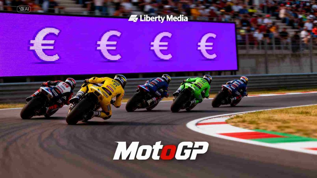 exemplo de motas na pista com o símbolo da lyberty media, 