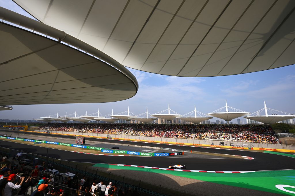SHANGHAI, CHINA - MARCH 23: Yuki Tsunoda of Japan driving the (22) Visa Cash App Racing Bulls VCARB 02 on track during the F1 Grand Prix of China at Shanghai International Circuit on March 23, 2025 in Shanghai, China.
