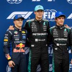 MELBOURNE, AUSTRALIA - MARCH 07: Pole position qualifier George Russell of Great Britain and Mercedes AMG Petronas F1 Team Second placed qualifier Andrea Kimi Antonelli of Italy and Mercedes AMG Petronas F1 Team and Third placed qualifier Isack Hadjar of France and Oracle Red Bull Racing look on during qualifying ahead of the F1 Grand Prix of Australia at Albert Park Grand Prix Circuit on March 07, 2026 in Melbourne, Australia.